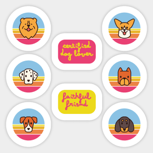 Cute Retro Dog Breeds - with quotes Six Pack Sticker